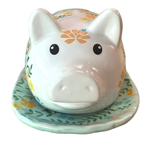 Old East Main Co Pioneer Inspired Floral Pig Butter Dish Farmhouse Cottagecore - Picture 12 of 13